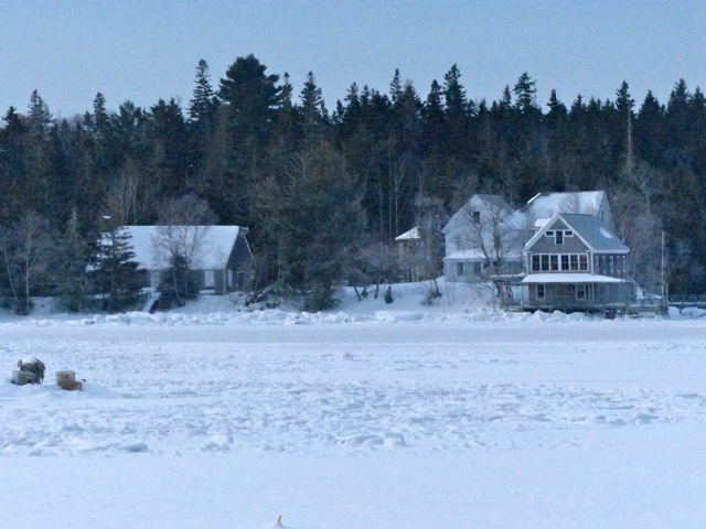 Hog Island frozen in